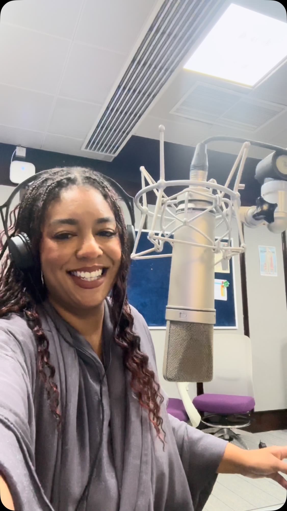 Asma at the studio microphone